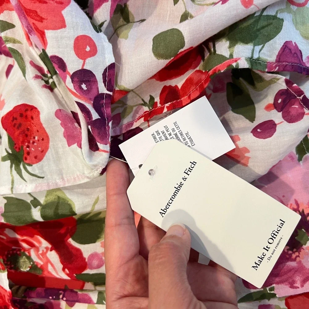 Abercrombie Fitch Floral Tiered Maxi Dress Sz S strawberry Pink Guest Tea Garden